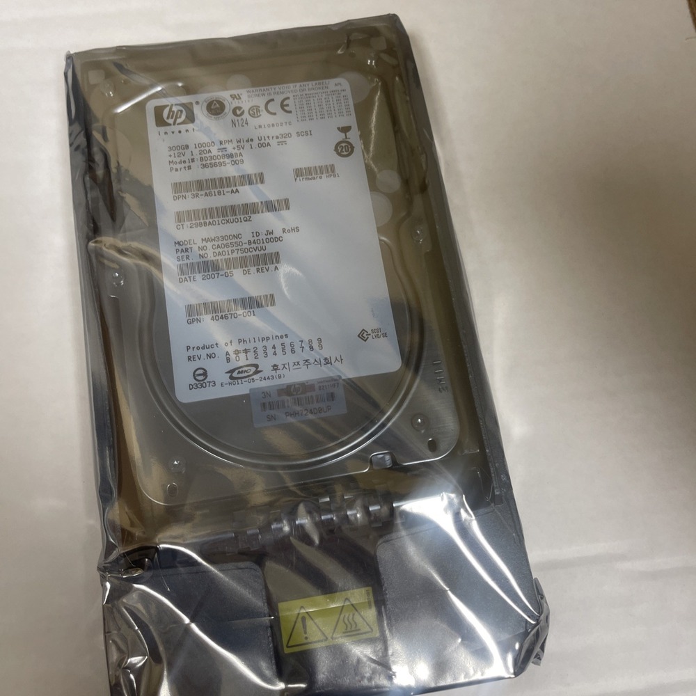 HP 300GB 10K RPM Ultra320 SCSI‎ drive (model: BD30089BBA)